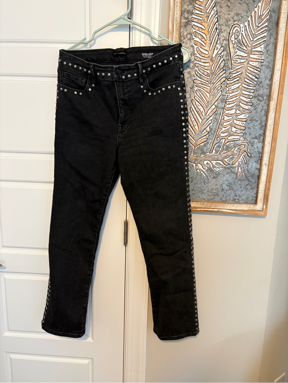 Good American Black Skinny Jeans with Silver Studs